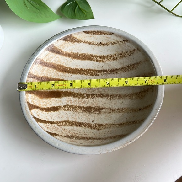 Handmade Striped Pottery Bowl Catchall Decor Vintage - Picture 10 of 16